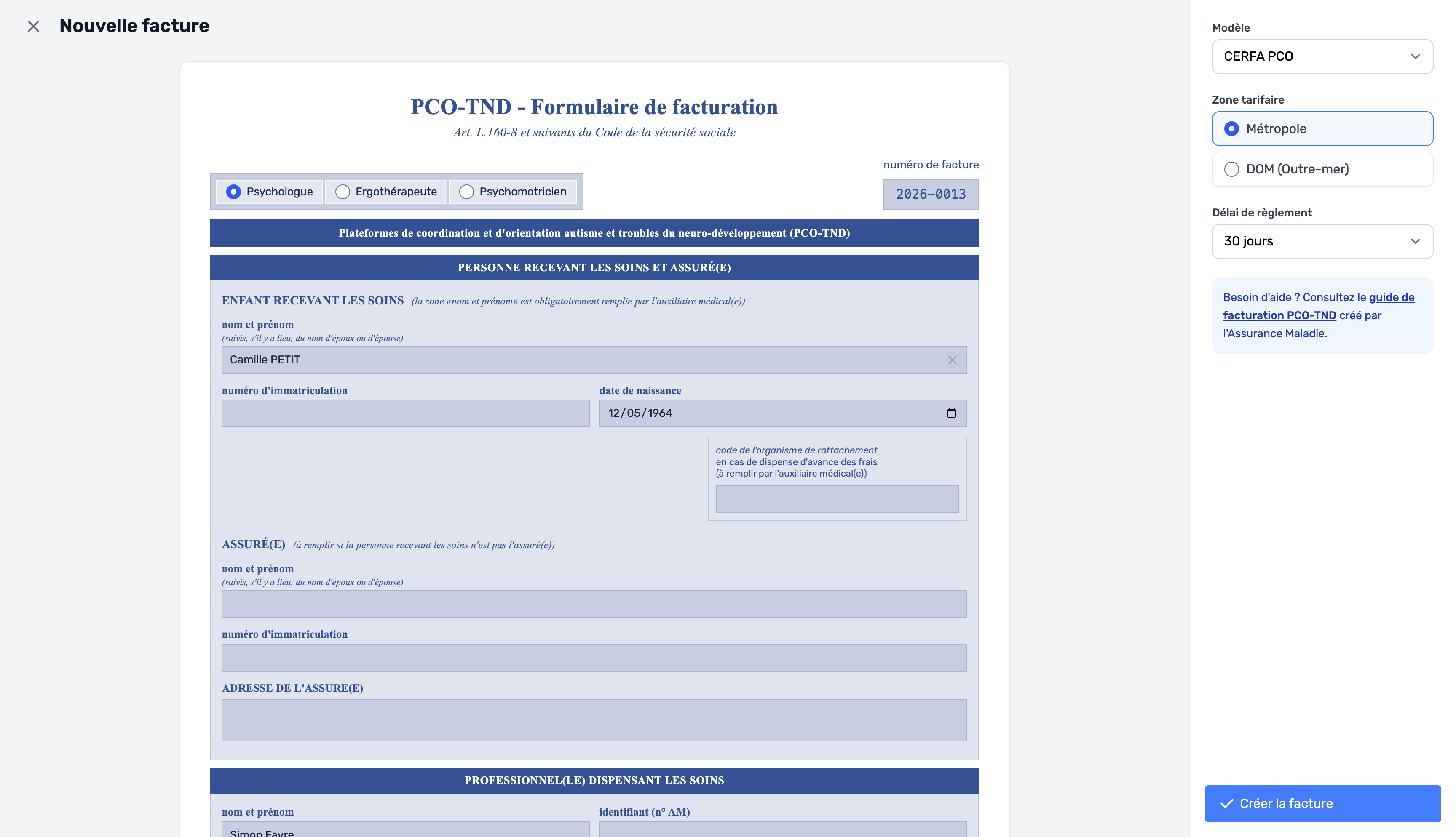 Génération CERFA PCO